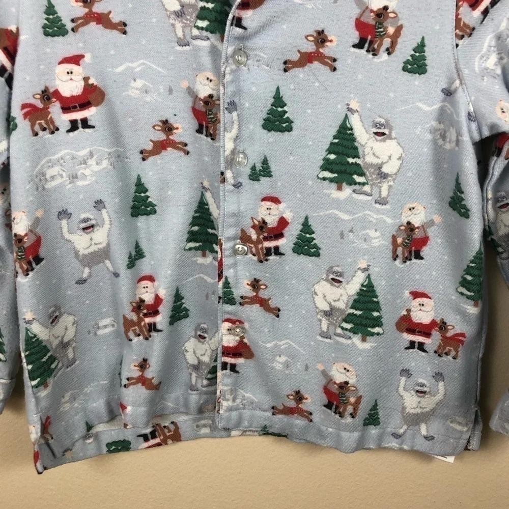 Pottery Barn Kids Rudolph Reindeer Button Pajama Top Size 8 Christmas Santa